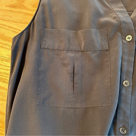 Nordstrom Collection Silk Shell Collared Tank Charcoal Grey Small - Picture 8 of 11